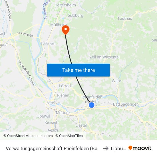 Verwaltungsgemeinschaft Rheinfelden (Baden) to Lipburg map
