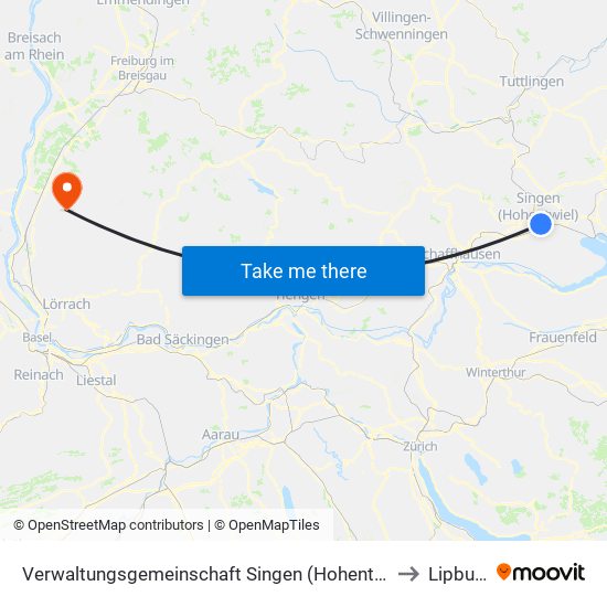 Verwaltungsgemeinschaft Singen (Hohentwiel) to Lipburg map