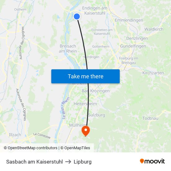 Sasbach am Kaiserstuhl to Lipburg map