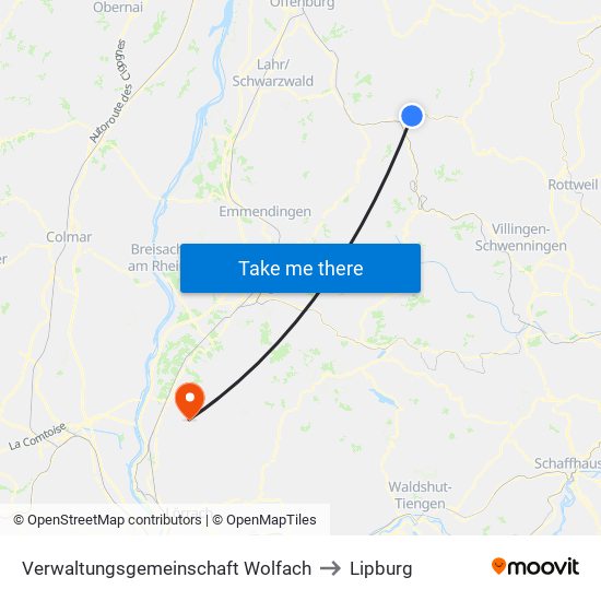 Verwaltungsgemeinschaft Wolfach to Lipburg map