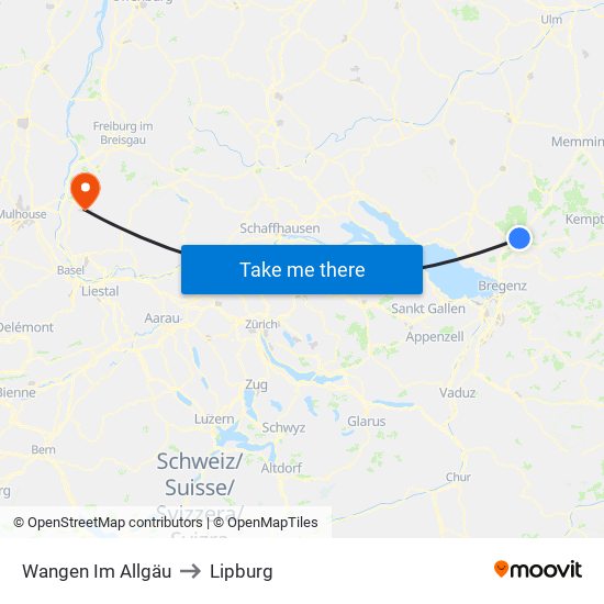 Wangen Im Allgäu to Lipburg map