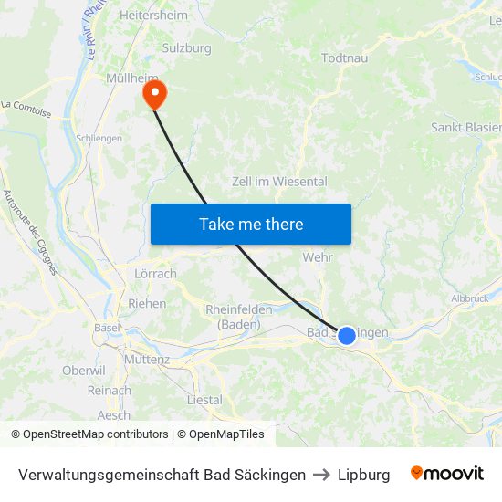 Verwaltungsgemeinschaft Bad Säckingen to Lipburg map