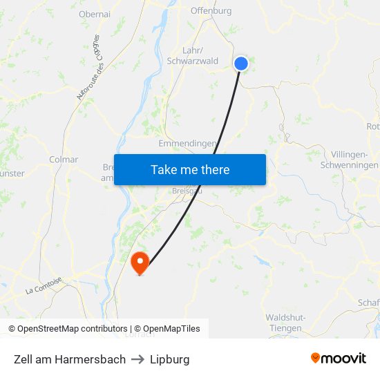 Zell am Harmersbach to Lipburg map