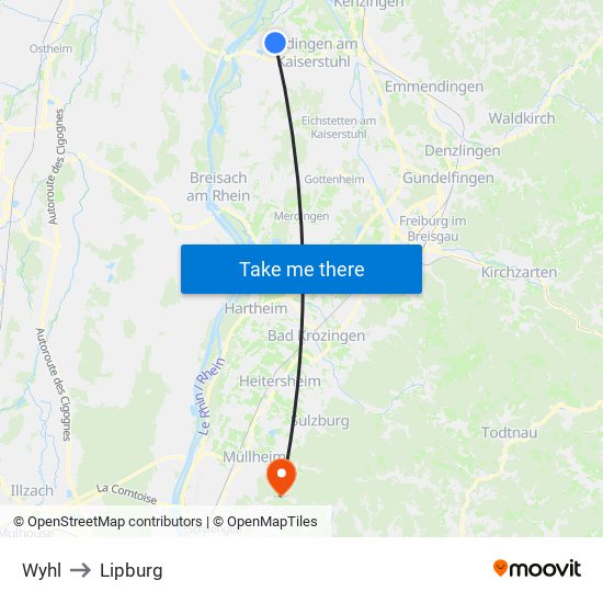 Wyhl to Lipburg map