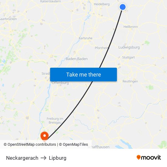 Neckargerach to Lipburg map