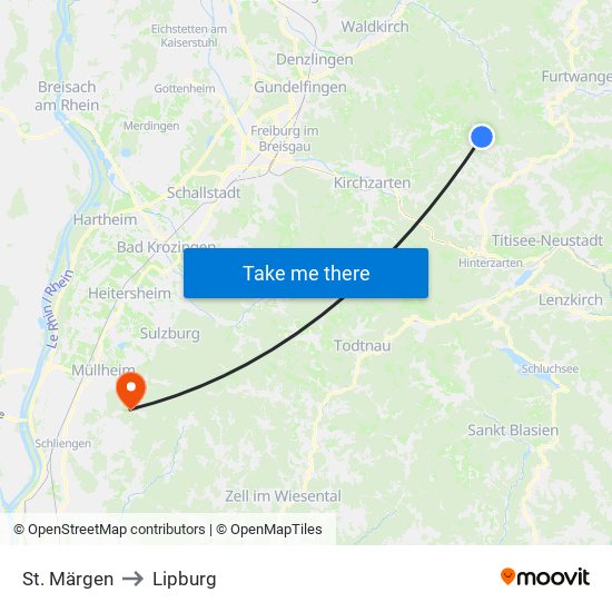 St. Märgen to Lipburg map