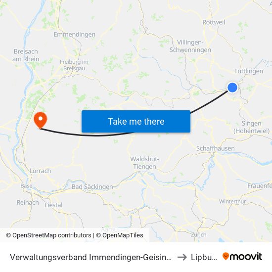 Verwaltungsverband Immendingen-Geisingen to Lipburg map