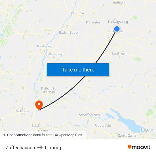 Zuffenhausen to Lipburg map