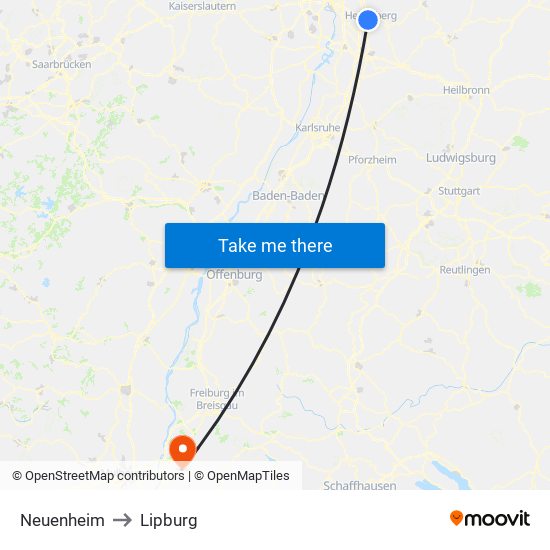 Neuenheim to Lipburg map