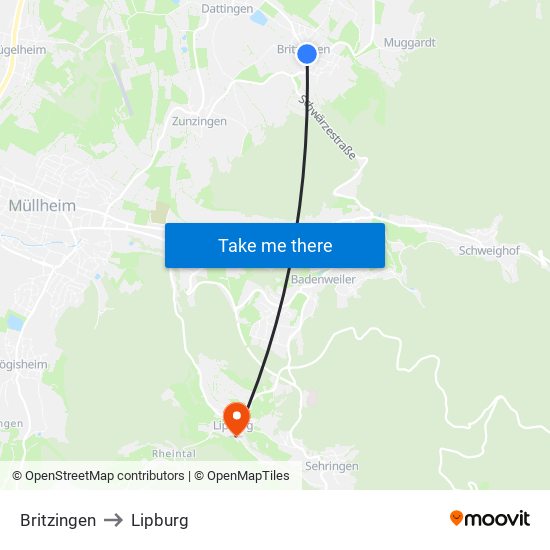 Britzingen to Lipburg map