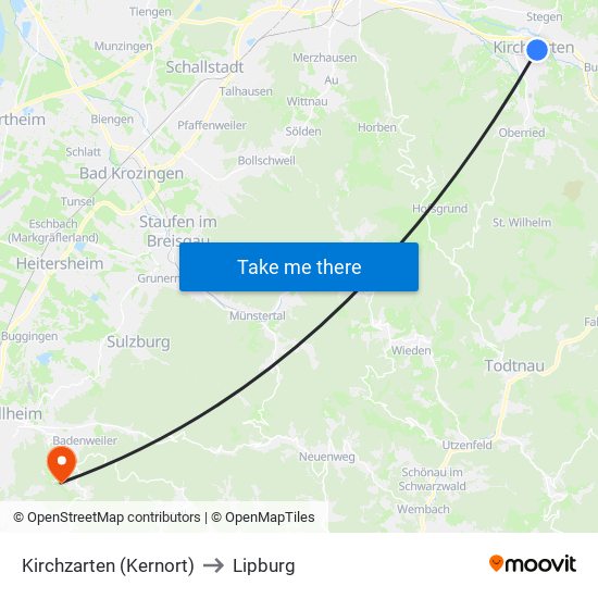 Kirchzarten (Kernort) to Lipburg map