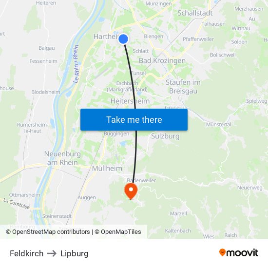 Feldkirch to Lipburg map