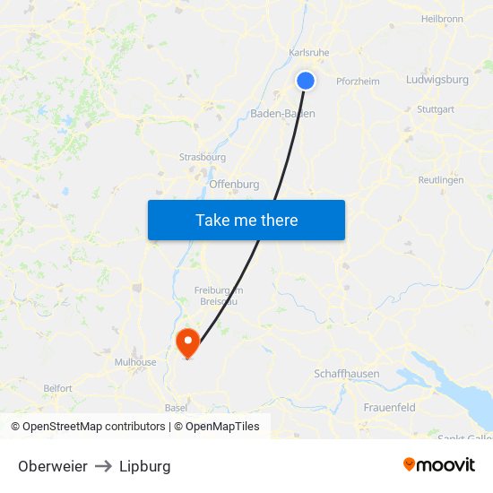 Oberweier to Lipburg map