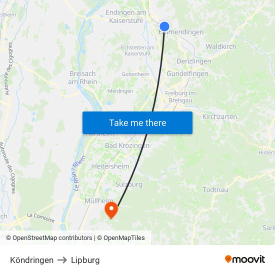 Köndringen to Lipburg map