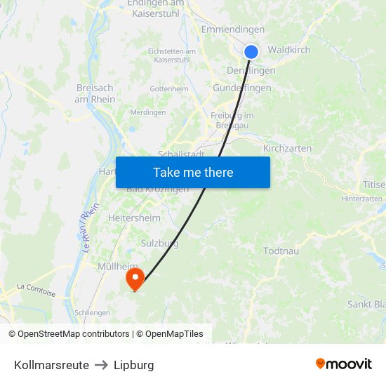 Kollmarsreute to Lipburg map