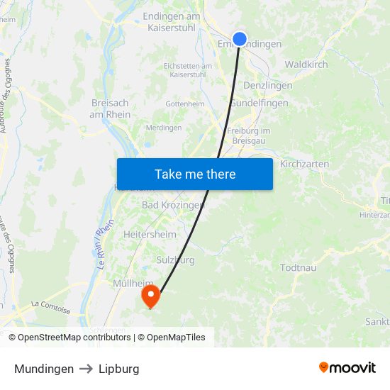 Mundingen to Lipburg map