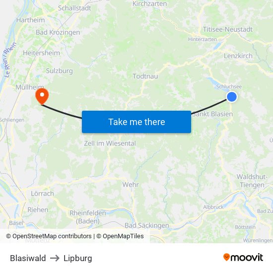 Blasiwald to Lipburg map