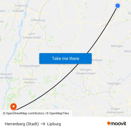 Herrenberg (Stadt) to Lipburg map