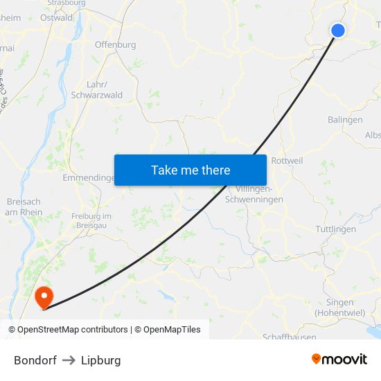 Bondorf to Lipburg map