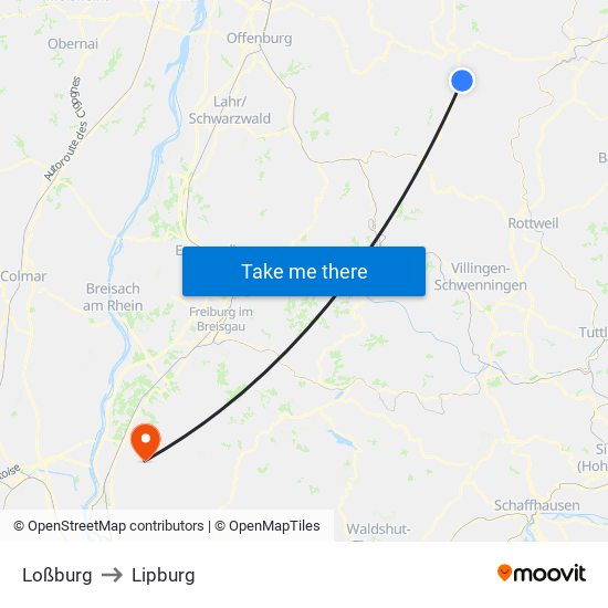 Loßburg to Lipburg map