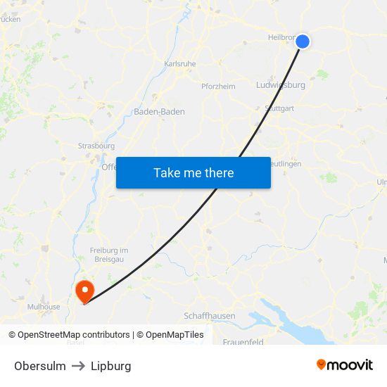 Obersulm to Lipburg map