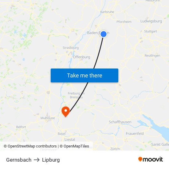 Gernsbach to Lipburg map