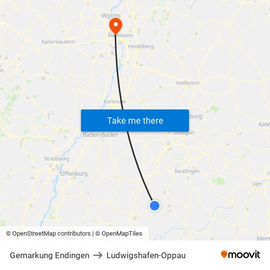 Gemarkung Endingen to Ludwigshafen-Oppau map