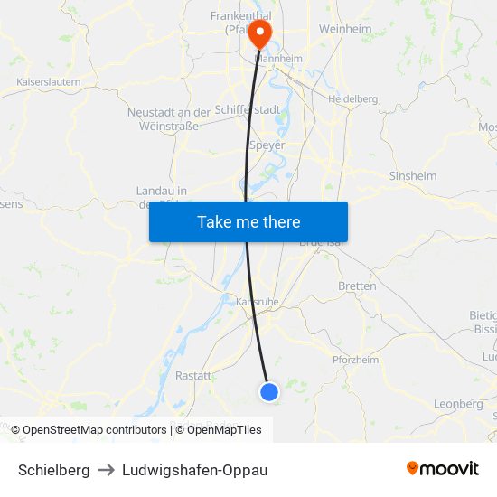 Schielberg to Ludwigshafen-Oppau map