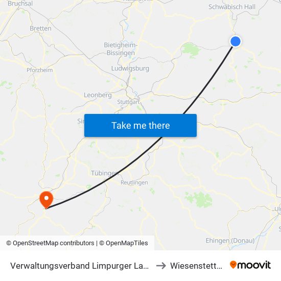 Verwaltungsverband Limpurger Land to Wiesenstetten map