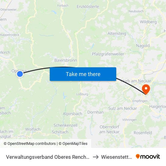 Verwaltungsverband Oberes Renchtal to Wiesenstetten map