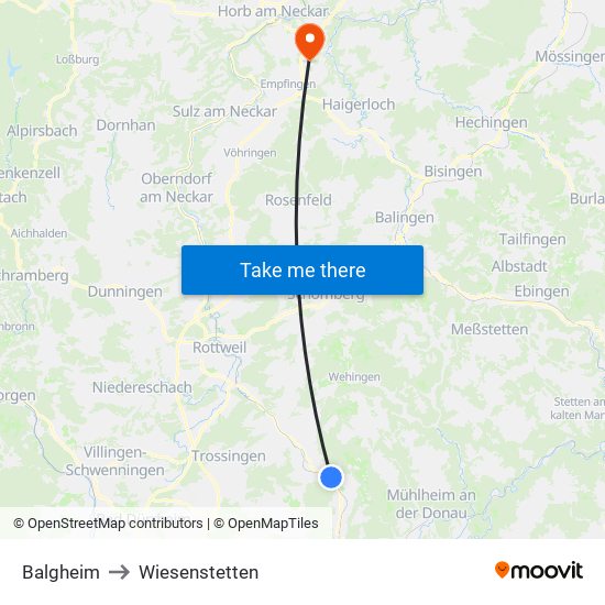 Balgheim to Wiesenstetten map