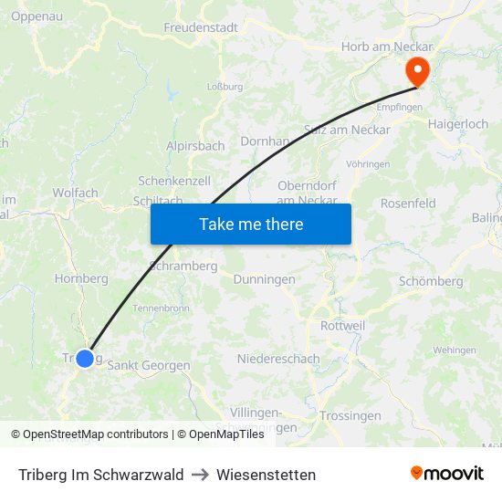 Triberg Im Schwarzwald to Wiesenstetten map