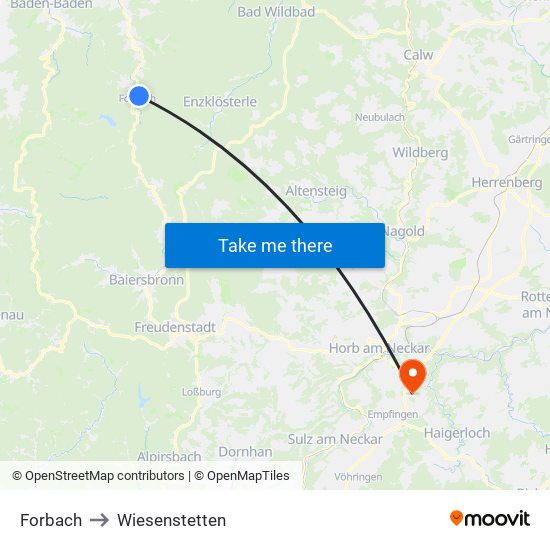 Forbach to Wiesenstetten map
