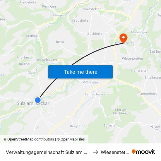 Verwaltungsgemeinschaft Sulz am Neckar to Wiesenstetten map