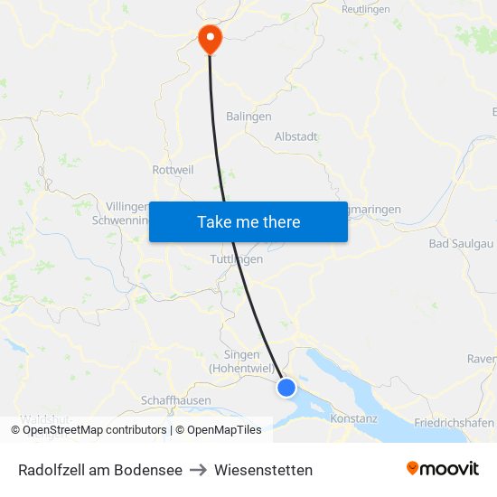 Radolfzell am Bodensee to Wiesenstetten map
