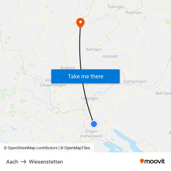 Aach to Wiesenstetten map
