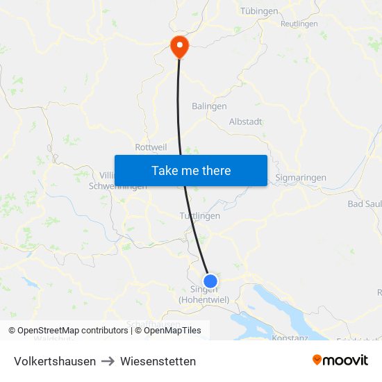 Volkertshausen to Wiesenstetten map