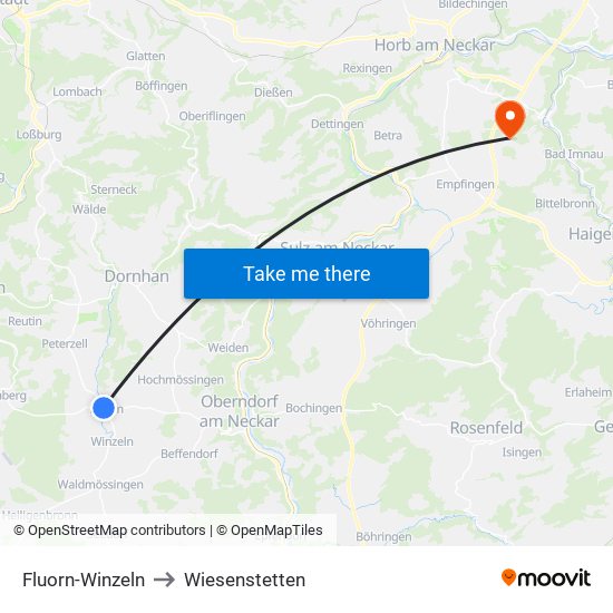 Fluorn-Winzeln to Wiesenstetten map