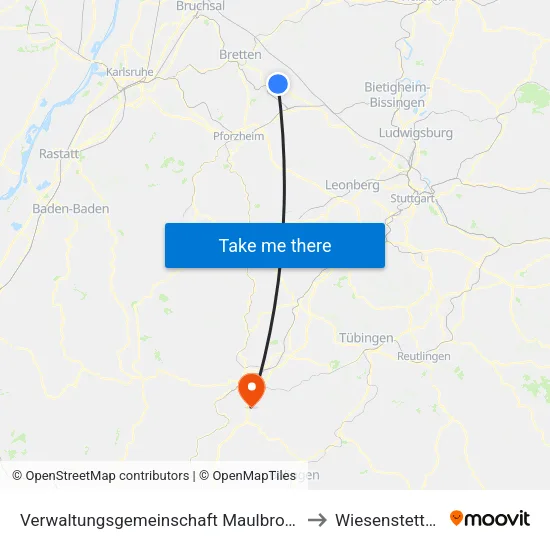 Verwaltungsgemeinschaft Maulbronn to Wiesenstetten map