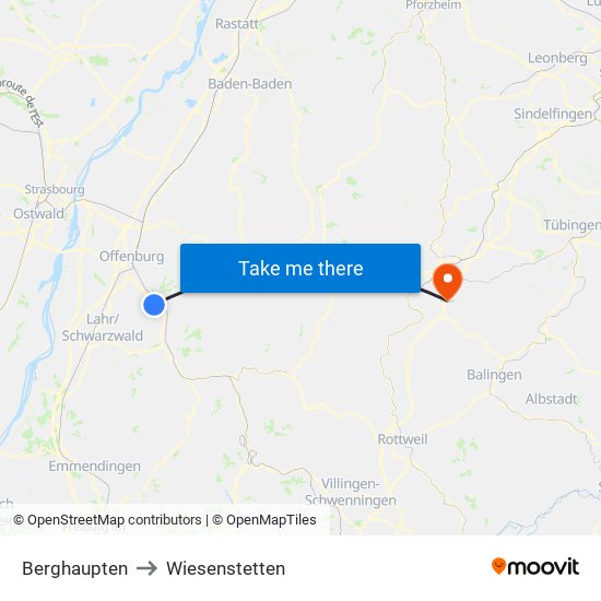 Berghaupten to Wiesenstetten map