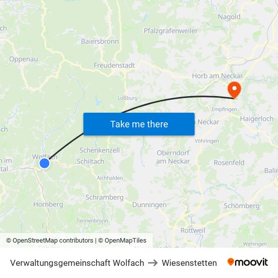 Verwaltungsgemeinschaft Wolfach to Wiesenstetten map