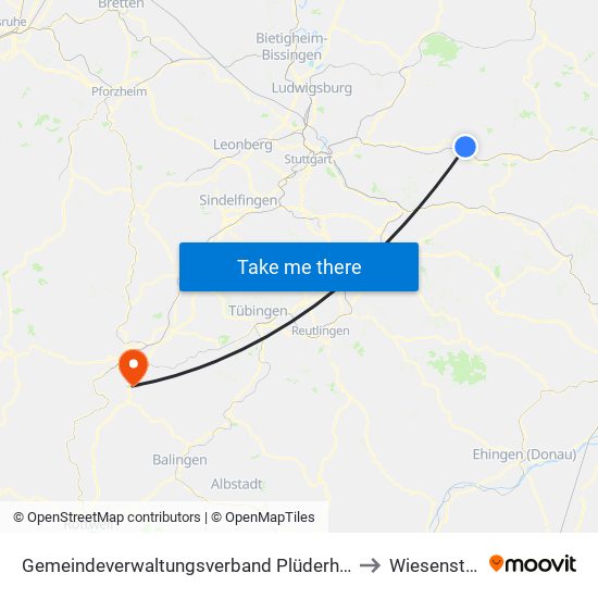 Gemeindeverwaltungsverband Plüderhausen-Urbach to Wiesenstetten map