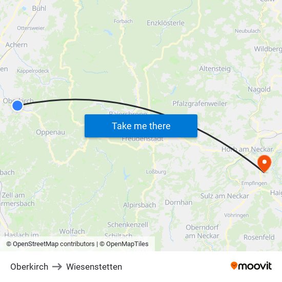 Oberkirch to Wiesenstetten map