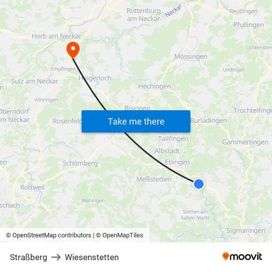 Straßberg to Wiesenstetten map