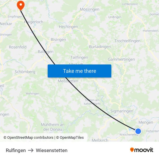 Rulfingen to Wiesenstetten map