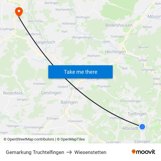Gemarkung Truchtelfingen to Wiesenstetten map