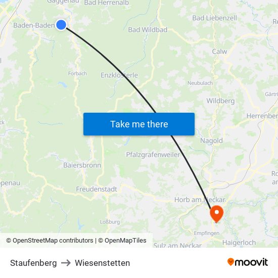 Staufenberg to Wiesenstetten map
