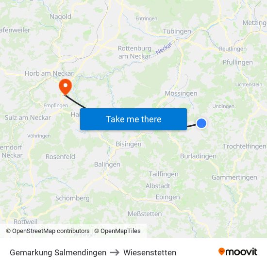 Gemarkung Salmendingen to Wiesenstetten map