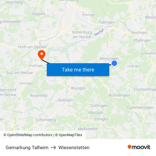 Gemarkung Talheim to Wiesenstetten map