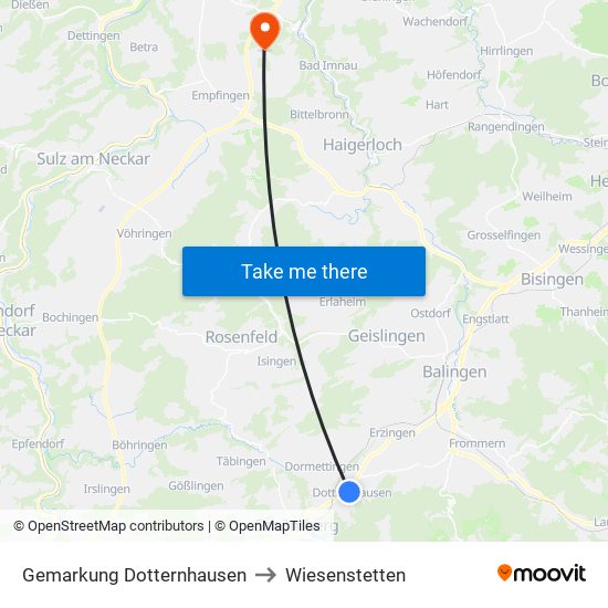 Gemarkung Dotternhausen to Wiesenstetten map